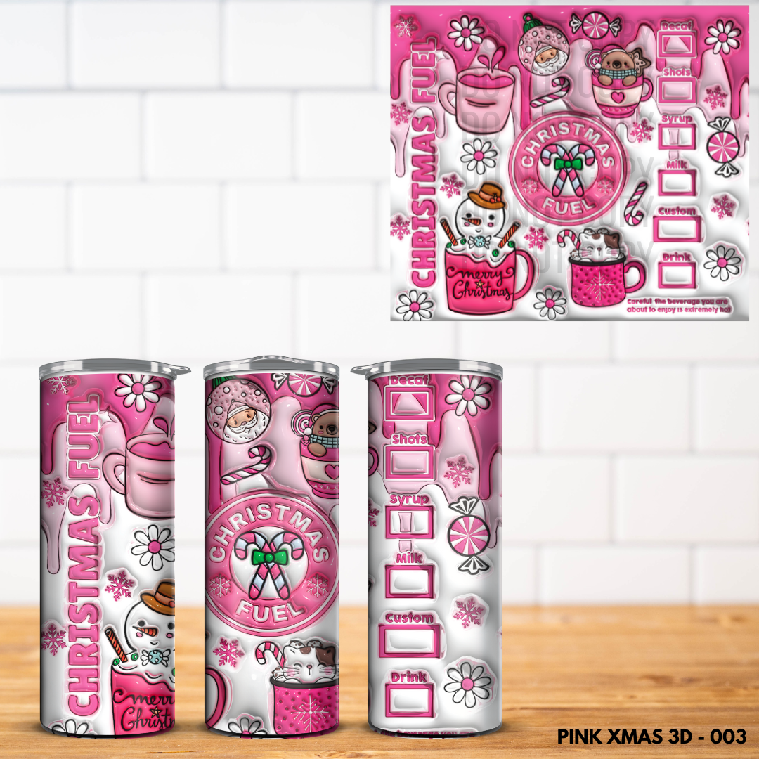 Pink Christmas 3D Tumbler Wrap