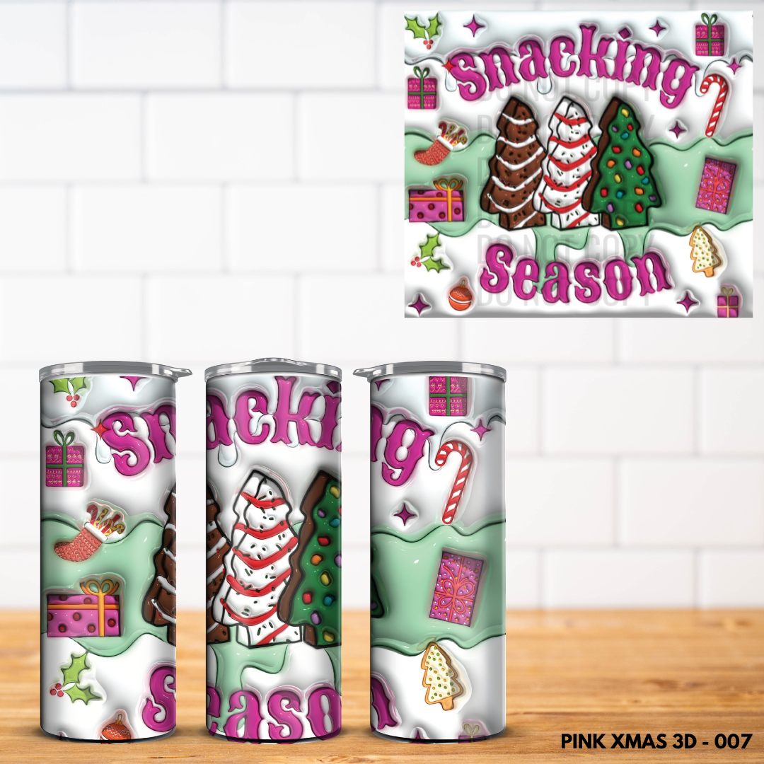 Pink Christmas 3D Tumbler Wrap