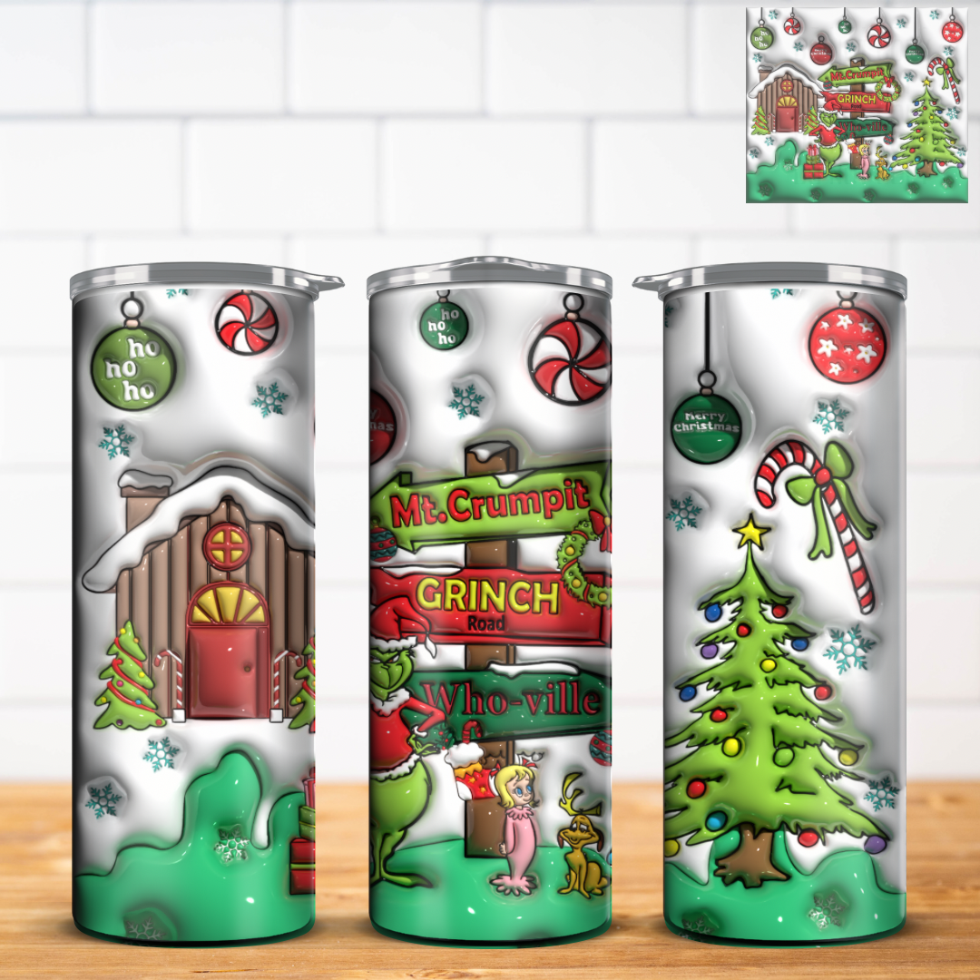Grinch 3D Inflated Tumbler Wrap