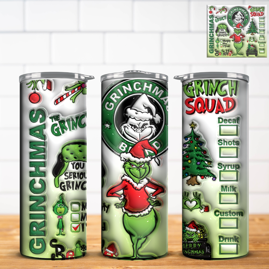 Grinch 3D Inflated Tumbler Wrap