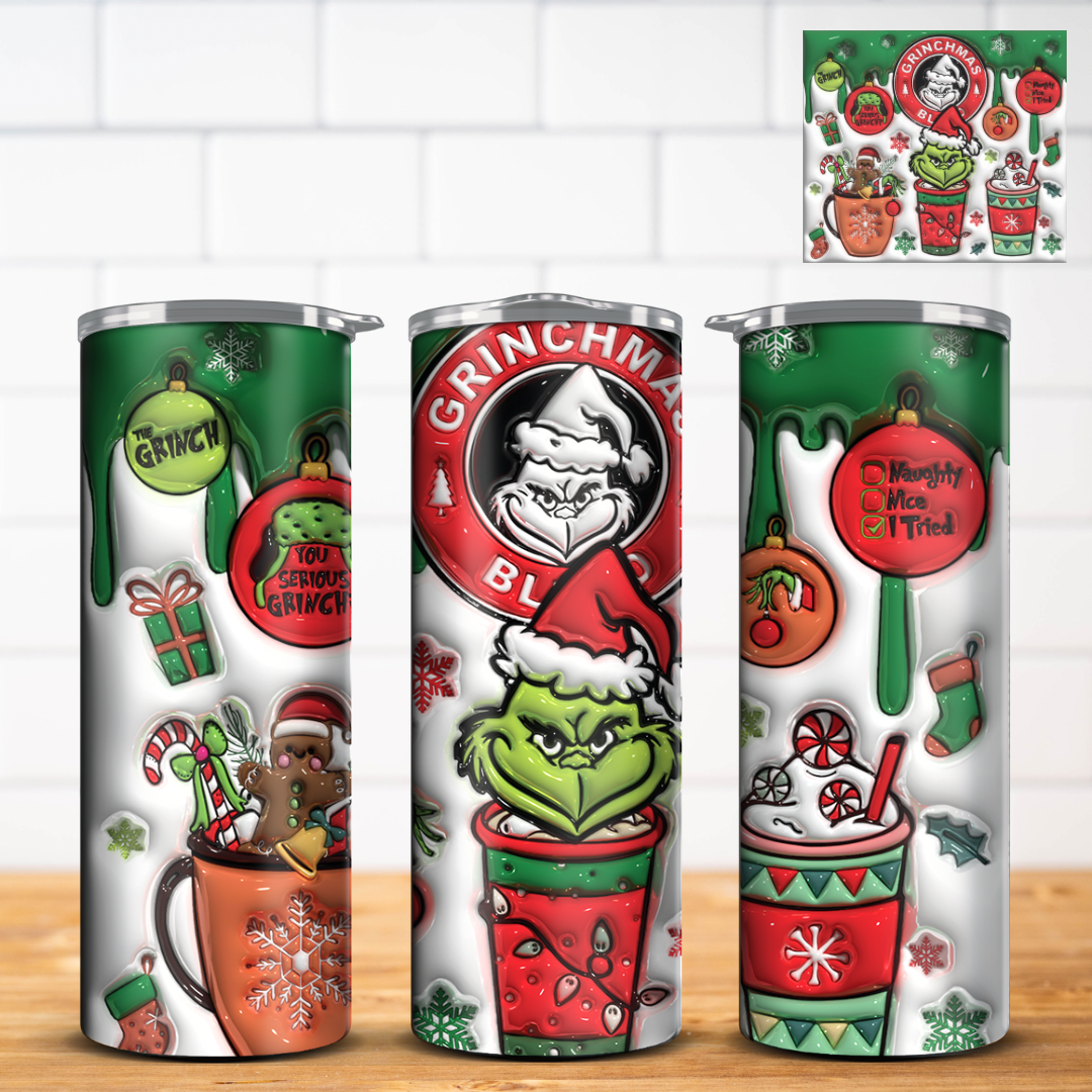 Grinch 3D Inflated Tumbler Wrap