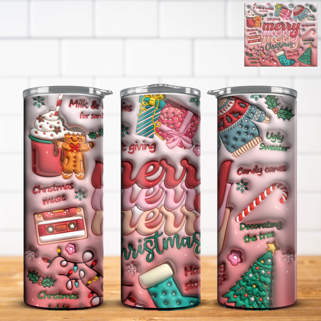 Christmas 3D Inflated Tumbler Wrap