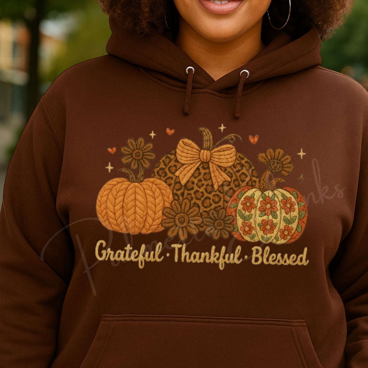 Grateful, Thankful, Blessed - Faux Yarn Full Color Transfer