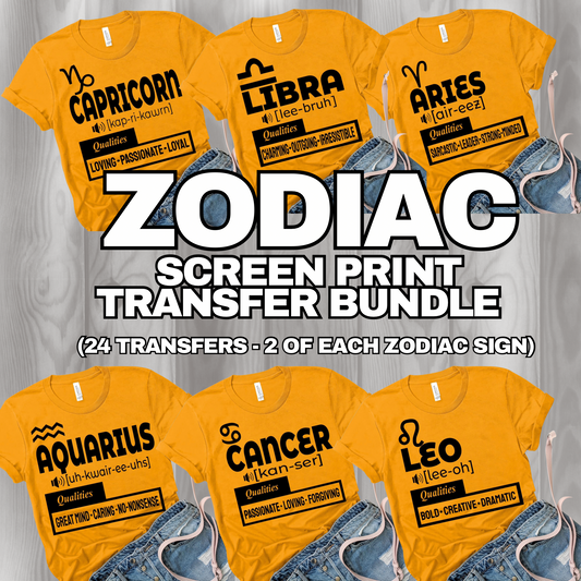 Zodiac Screen Print Transfer Bundle (24 transfers)