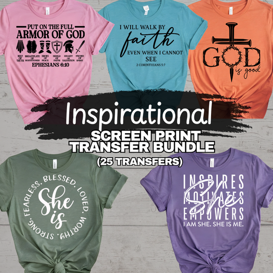 Inspirational Screen Print Transfer Bundle (25 transfers)