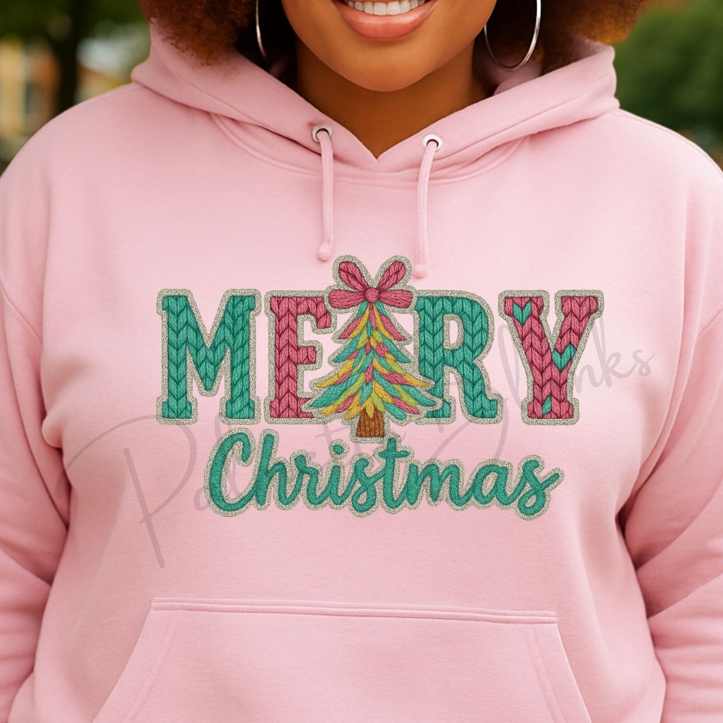 Merry Christmas - Faux Yarn Full Color Transfer