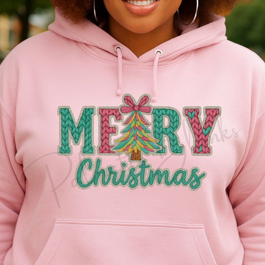 Merry Christmas - Faux Yarn Full Color Transfer